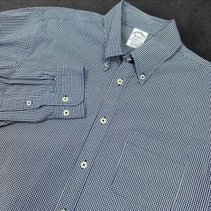 Brooks‎ Brothers Performance Shirt Men L Regent Blue Long Sleeve Button Down